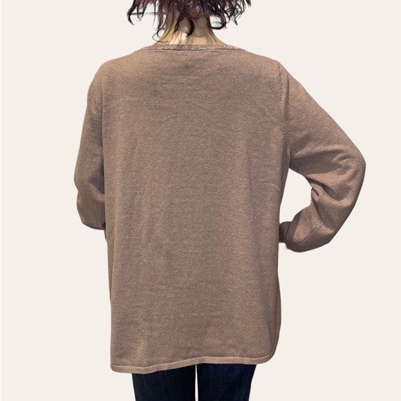 Zenergy by Chico's Cotton-Cashmere Blend Jeweled Owl Top Shirt Sweater Sz XL VGC - Picture 7 of 9